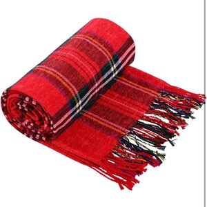 UDYBRIDAL Plaid Chenille Throw Blanket, Extra Soft Cozy Knitted Decorative